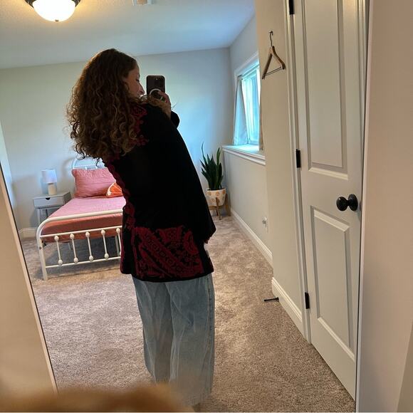 NEW Johnny Was Biya Black Red Wool Blend Embroidered Jacket XS - Picture 3 of 14